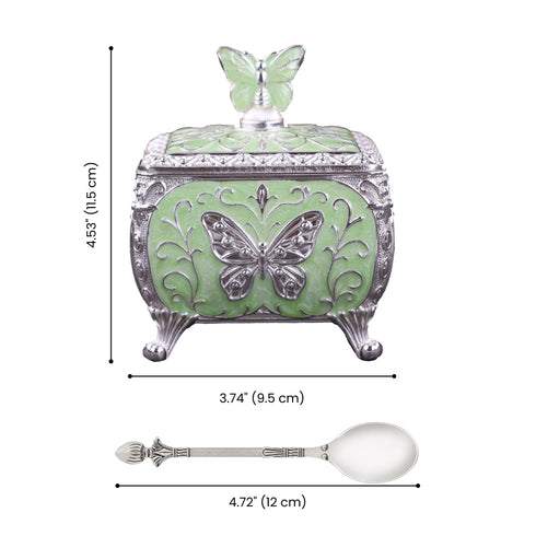 Silver Plated Butterfly Keepsake Box with Pista Green Accent