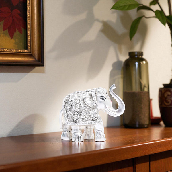 Silver Plated Decorative Elephant Figurine - Home Decor Item