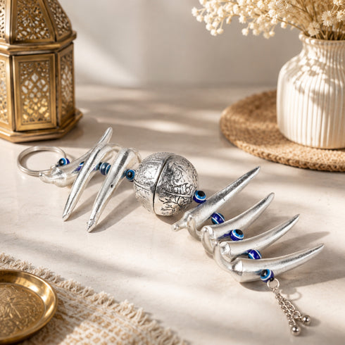 Silver Plated Nimbu Mirchi Evil Eye Wall Hanging