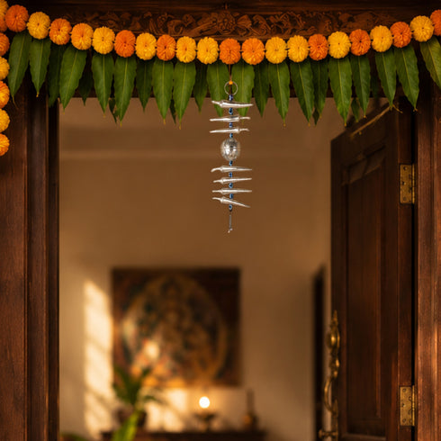 Silver Plated Nimbu Mirchi Evil Eye Wall Hanging