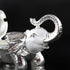 Silver Regal Elephant Decorative Sugar Pot with Crystal Knob and a Spoon
