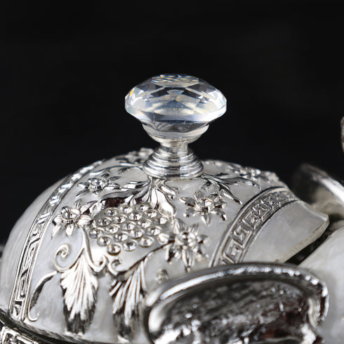 Silver Regal Elephant Decorative Sugar Pot with Crystal Knob and a Spoon