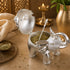 Silver Regal Elephant Decorative Sugar Pot with Crystal Knob and a Spoon
