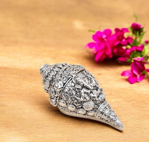 Silver plated Ganesh Shankh (Conch) showpiece