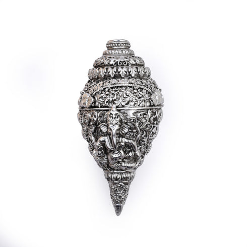 Silver plated Ganesh Shankh (Conch) showpiece
