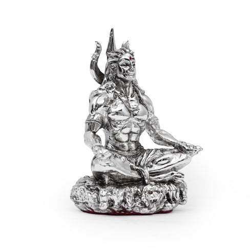 Silver plated Glossy finish Lord Shiva Idol (Adiyogi)
