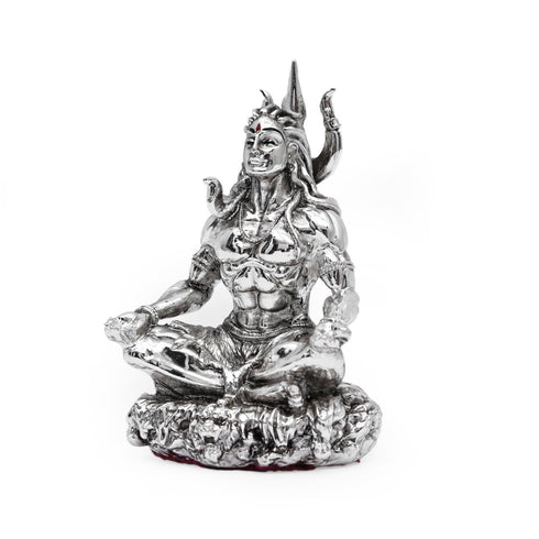Silver plated Glossy finish Lord Shiva Idol (Adiyogi)
