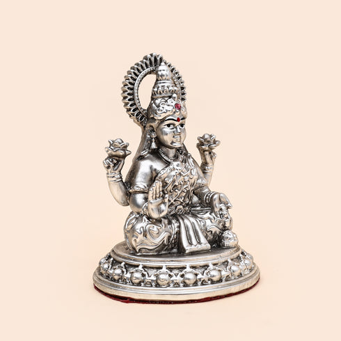 Silver polished Goddess Lakshmi Idol