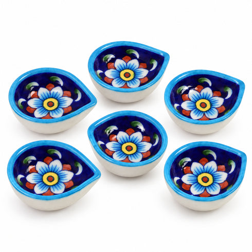 Cobalt Blue Hand-Painted Blue Pottery Diya