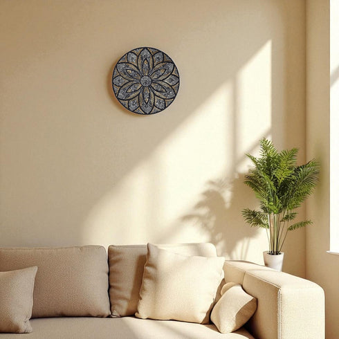 Small Bidri Art Decorative Plate - Silver & Gold inlay work