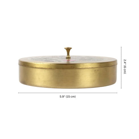 Small Brass Twin Peacock Design Spice Box