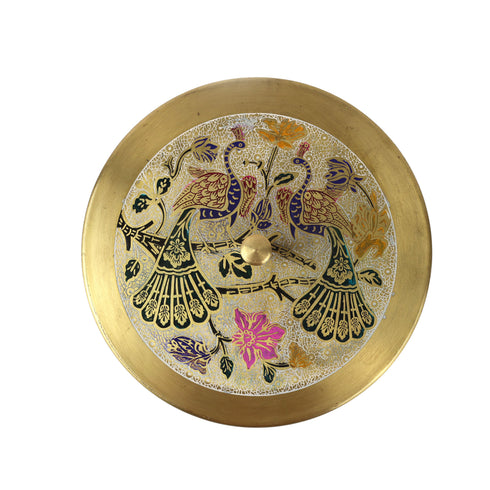 Small Brass Twin Peacock Design Spice Box