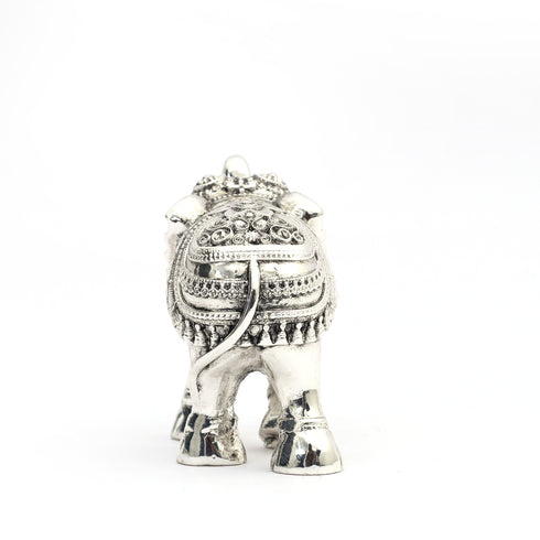 Small Intricately Handcrafted Silver-Plated Gajraj – Table Accent Item
