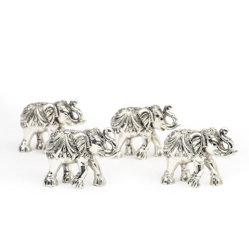 Small Intricately Handcrafted Silver-Plated Gajraj – Table Accent Item