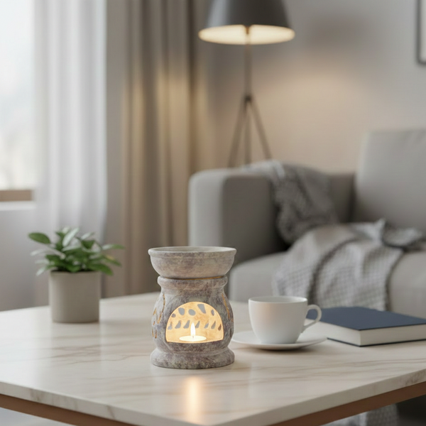 Soapstone Elephant Carved Essential Oil Diffuser Lamp