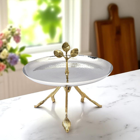 Stainless Steel Artistic Round One-tier Serving Cake Stand