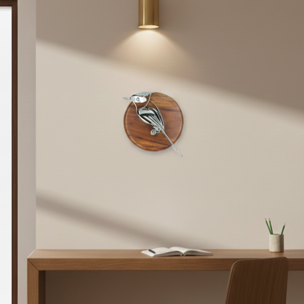 Steel Bird Showpiece round base - Artistic Decor Made from Recycled Cutlery