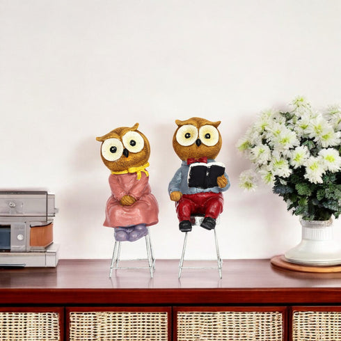 Studious Owl Couple Showpiece for Home Décor