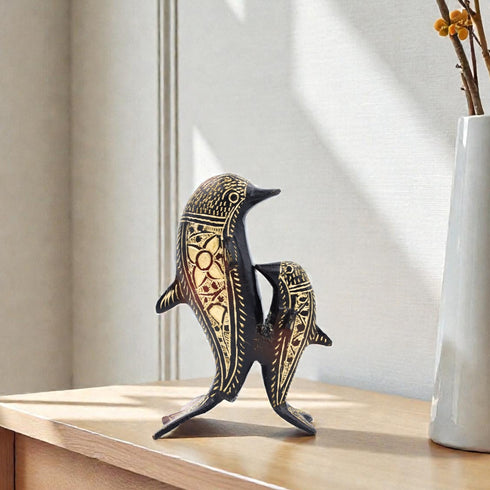 Stunning Brass Dolphin Pair - Luxury Home & Office Decor Decorative Showpiece