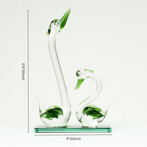 Swan Pair Glass Figurine