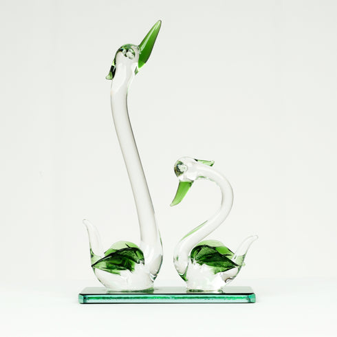 Swan Pair Glass Figurine