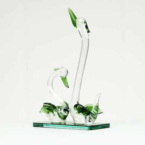 Swan Pair Glass Figurine