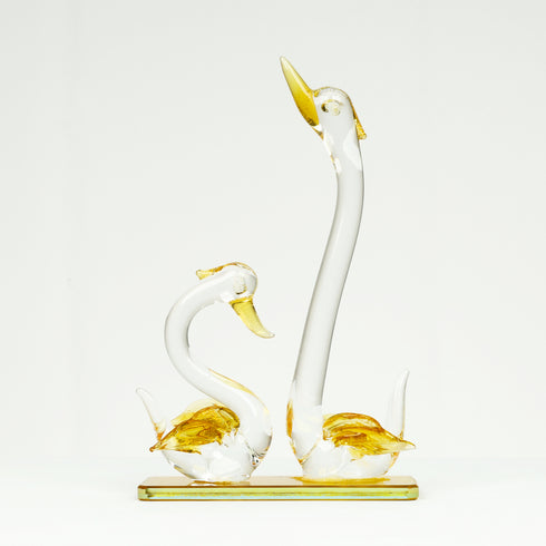 Swan Pair Glass Figurine