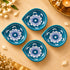 Teal Hand-painted Blue Pottery Diya Set