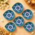 Teal Hand-painted Blue Pottery Diya Set
