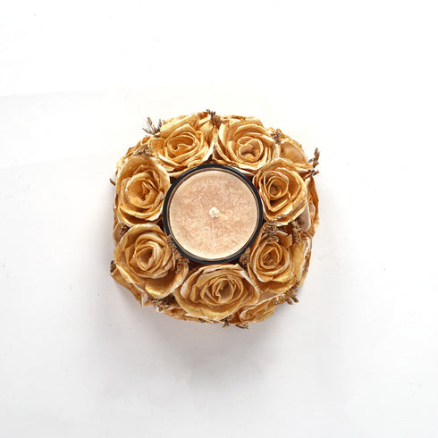Thai Rose Fragrance Wreath Candle—Golden