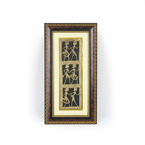 Three-layered Dhokra Art Tribal Dancing Couple – Wall Decor Product