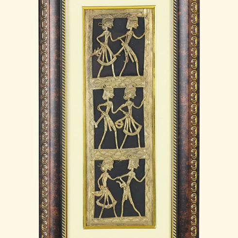 Three-layered Dhokra Art Tribal Dancing Couple – Wall Decor Product