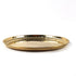 A round brass serving tray with a fluted rim, photographed on a clean white background.