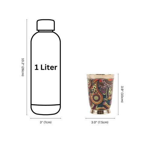 Traditional Brass Glass with Vibrant Indian Motifs
