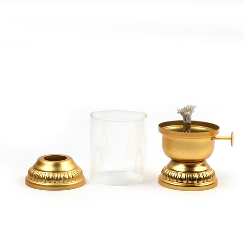 Traditional Brass Oil Lamp with Glass