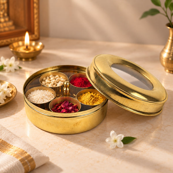 Traditional Brass Pooja Chopada Box