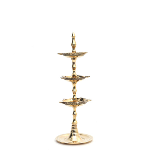 Traditional Multi-tiered Brass Diya Stand