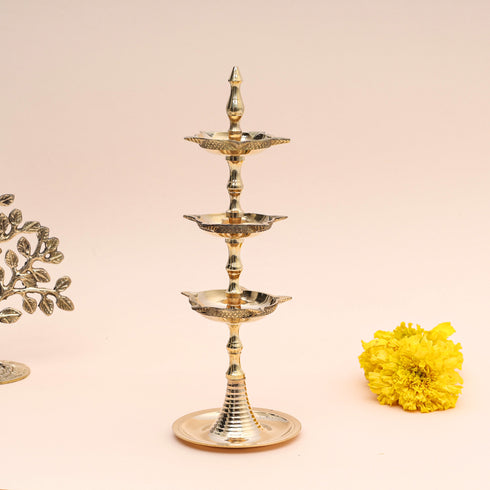 Traditional Multi-tiered Brass Diya Stand