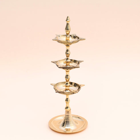Traditional Multi-tiered Brass Diya Stand