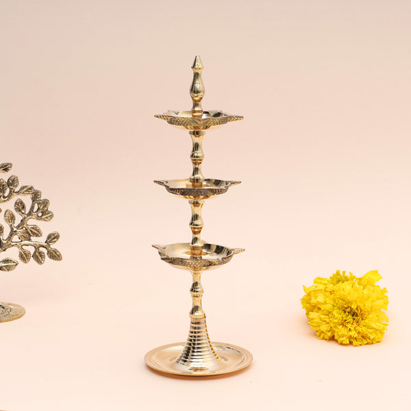 Traditional Multi-tiered Brass Diya Stand