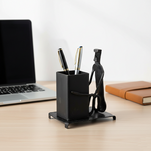 Tribal Men Pen Holder - Square Base