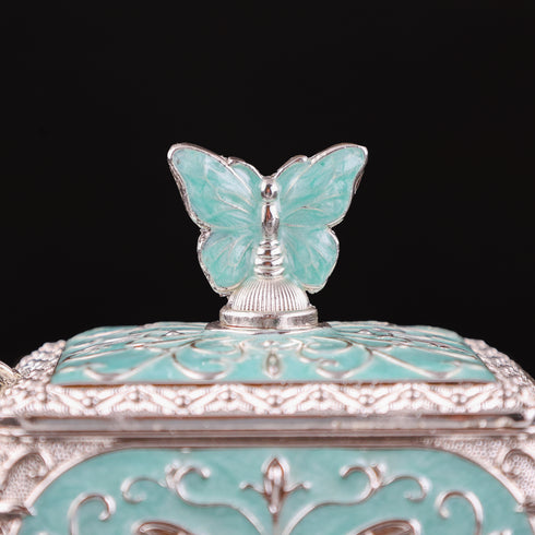 Turquoise Handcrafted Silver Plated Butterfly Decorative Box