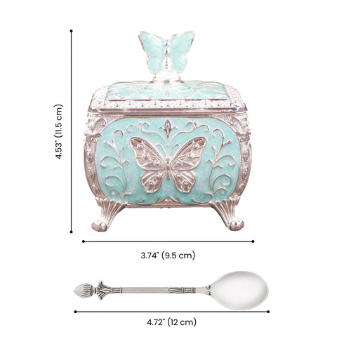 Turquoise Handcrafted Silver Plated Butterfly Decorative Box