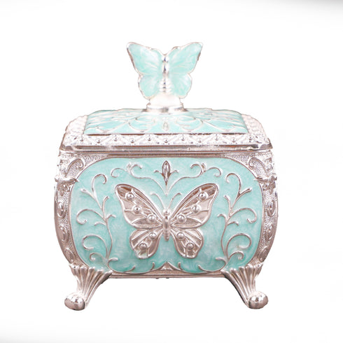 Turquoise Handcrafted Silver Plated Butterfly Decorative Box