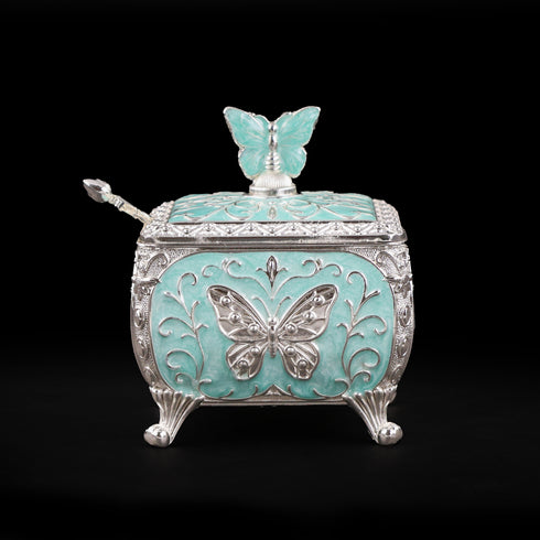 Turquoise Handcrafted Silver Plated Butterfly Decorative Box