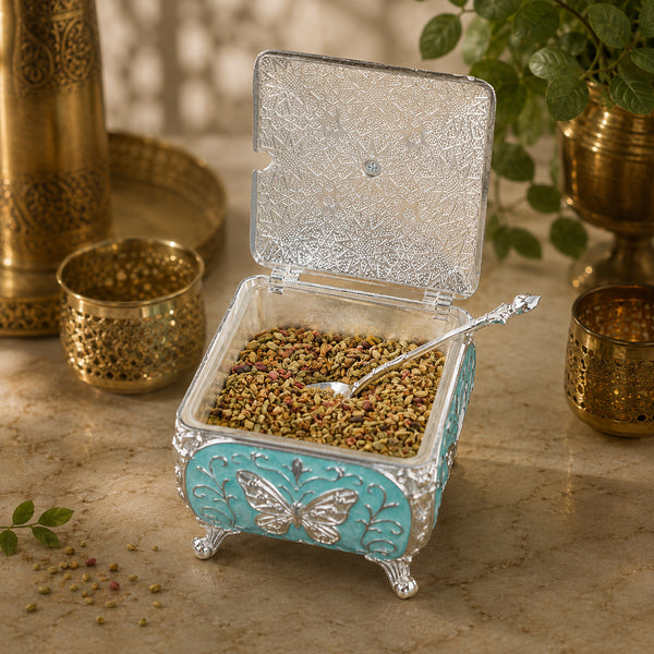 Turquoise Handcrafted Silver Plated Butterfly Decorative Box
