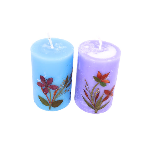 Vanilla and Lavender Scented Eco-friendly Soy Wax Pillar Candles-Set of 2