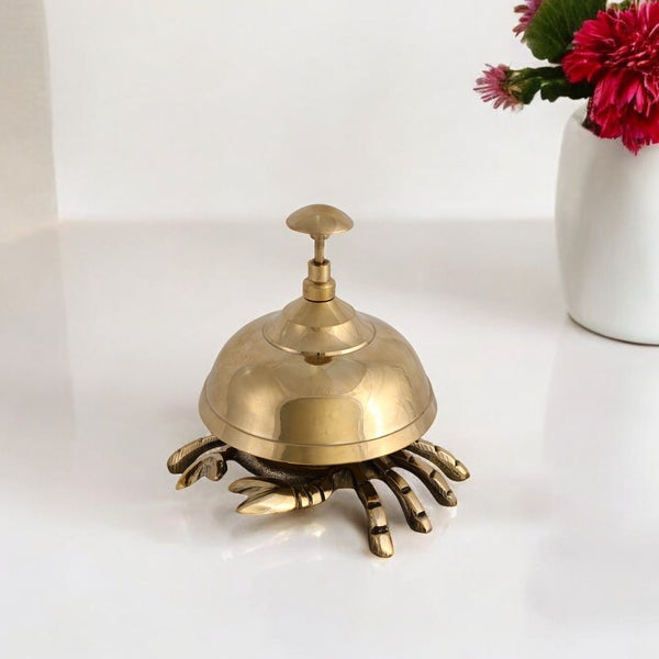 Vintage Brass Service Bell with Decorative Crab Base