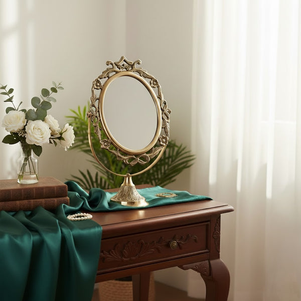 Vintage Ornate Tabletop Mirror – Handcrafted Decorativ