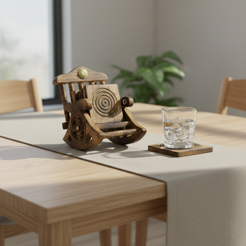 Vintage Wooden Rocking Chair Coasters – Dining Table Accessory